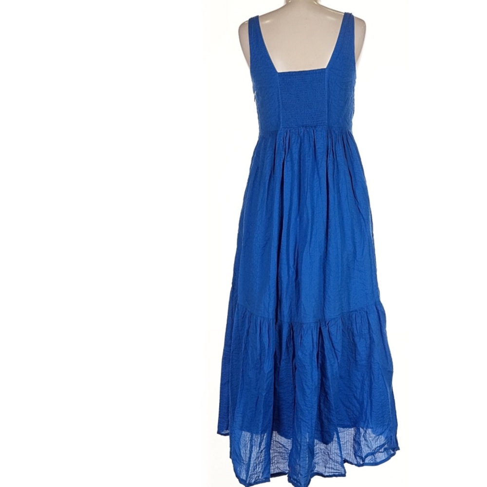 AYR The Magic Hour Dress in Formentera Colbalt Blue Smocked Back Maxi Cotton M - Picture 4 of 9